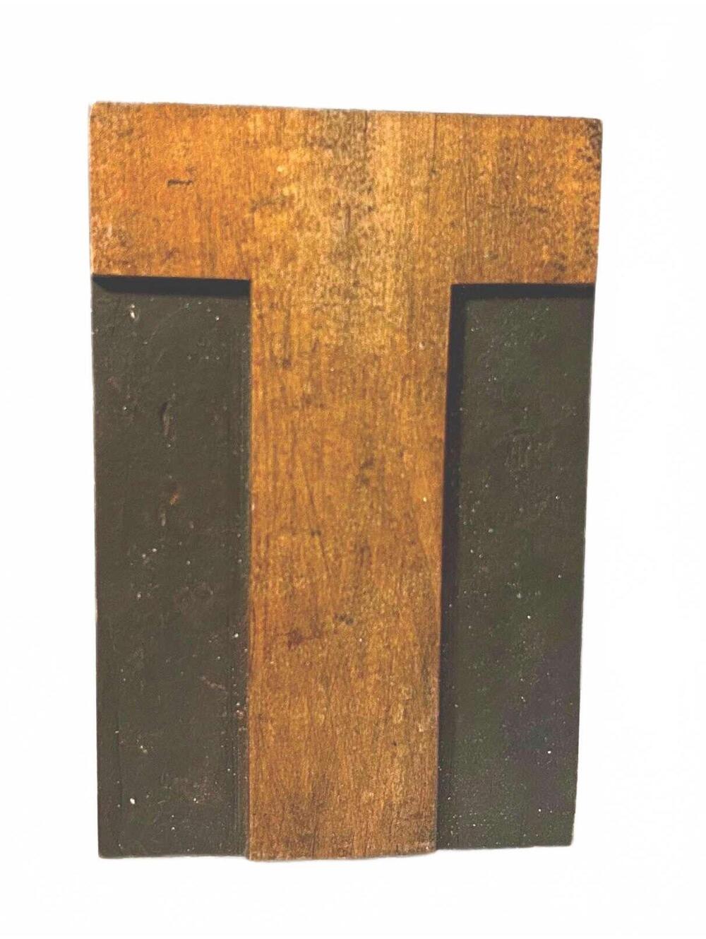 Antique Letter “T” Wooden Typeset Letterpress Printing Block